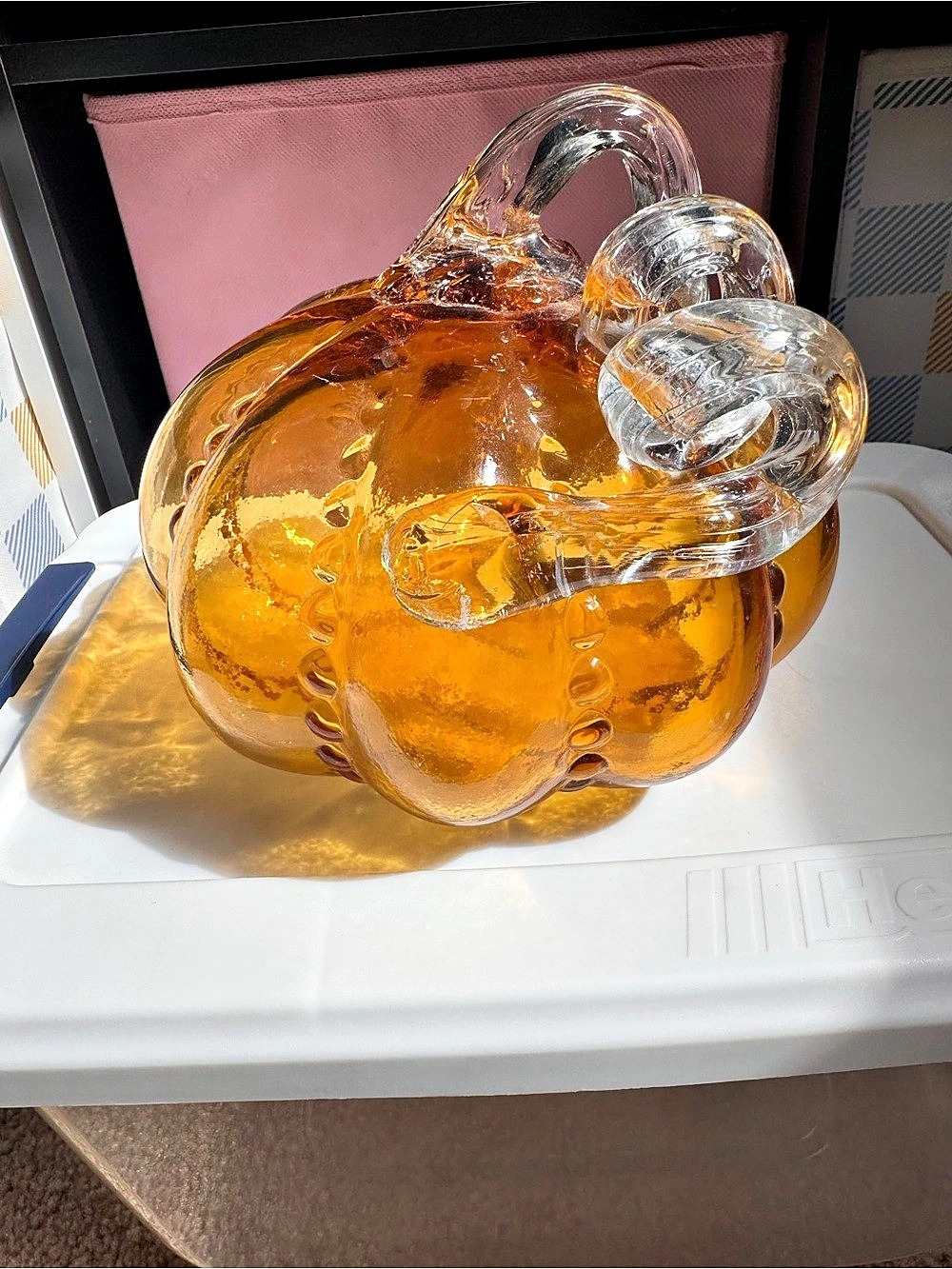Orange & Clear Glass Sculpture